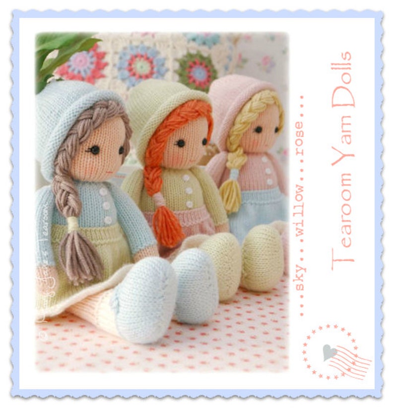 Little Yarn Dolls / Doll Knitting Pattern/ In the round/ TEAROOM Knitted Dolls/ Toy Knitting Pattern image 5