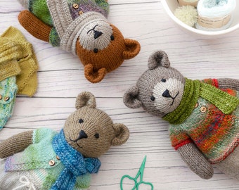 Doll Clothes Knitting Pattern: Cardigans, Pinafores and Scarf (PDF Download)