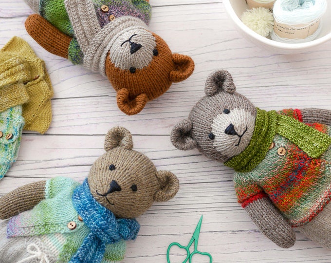 Sock Yarn Pinafores and Cardigans plus Little Bear Scarf supplement/ Toy knitting pattern/ Doll clothes (to fit 11" MJT Animals and Dolls)