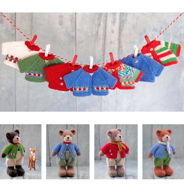 MjT Little Bear Chaquetas/ Ropa de muñeca/Patrón de punto de juguete/ Para adaptarse a osos de salón de té de 20 cm/8"