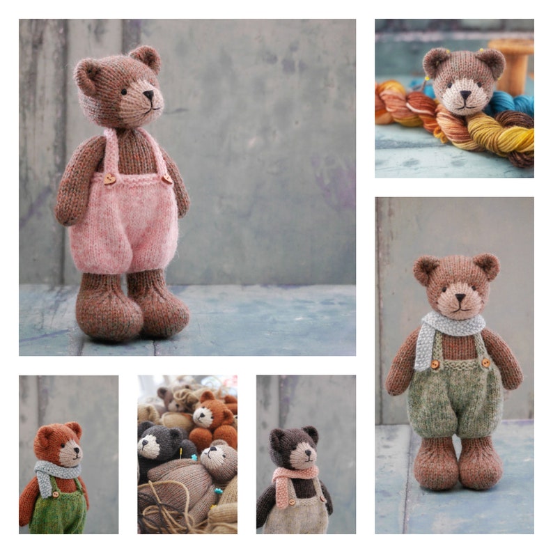 Little TEAROOM Bears 8/ Toy Knitting Pattern/ In the round/ Knitted Animal Pattern/ 20cm Teddy Bear Knitting/ Bear Cub image 3