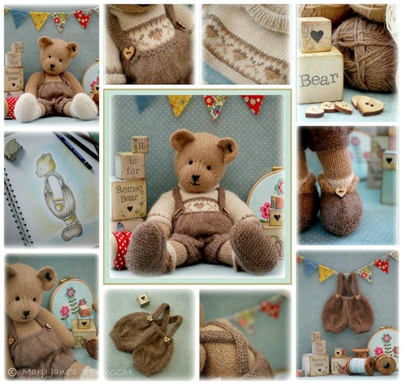 ROMEO Bear / Teddy Bear Toy Knitting Pattern/ Plus Free Handmade Shoes Knitting Pattern/ Back & Forth image 2