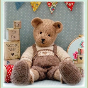 ROMEO Bear / Teddy Bear Toy Knitting Pattern/ Plus Free Handmade Shoes Knitting Pattern/ Back & Forth