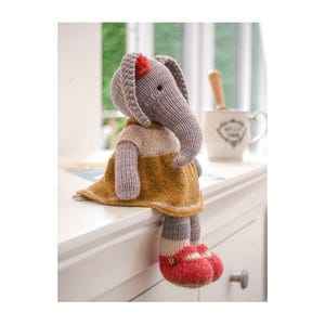 Tearoom Girl Elephant Knitting Pattern: (11.4&quot;/29cm) Elephant in a dress, PDF Pattern