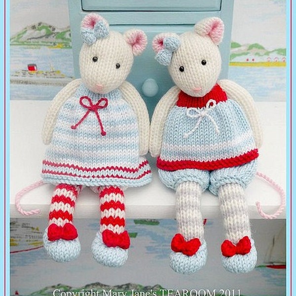 2 TEAROOM Mice Toy Knitting Pattern/ MJT Mouse Knitting Pattern/ Back & Forth