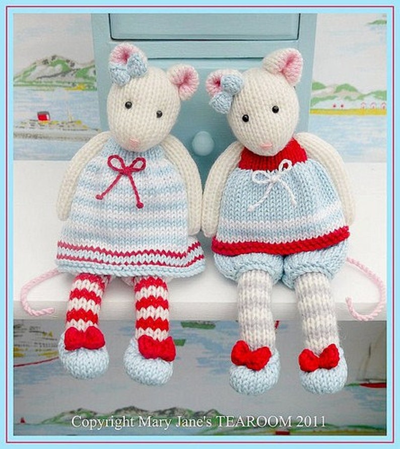 2 TEAROOM Mice Toy Knitting Pattern/ MJT Mouse Knitting Pattern/ Back & Forth image 1