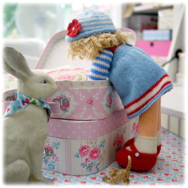 Tearoom Dolls Knitting Patterns: 4 Dolls and Clothes plus Free Sewn Pinafore Pattern (3 PDF Patterns)
