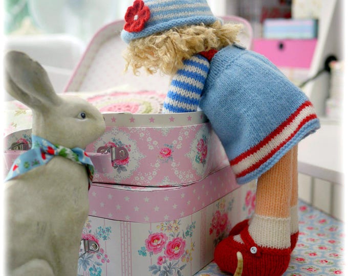 Tearoom Dolls Knitting Patterns: 4 Dolls and Clothes plus Free Sewn Pinafore Pattern (3 PDF Patterns)