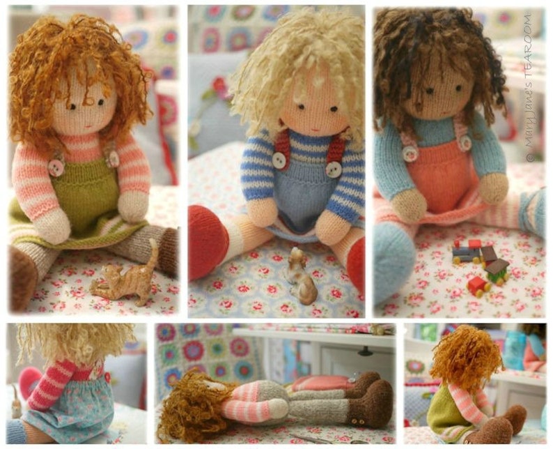 Doll Knitting Patterns Deal/ 4 TEAROOM Dolls and Hats Toy Knitting Patterns/ plus FREE 'Sewn Pinafore' Pattern/ Back & Forth image 2