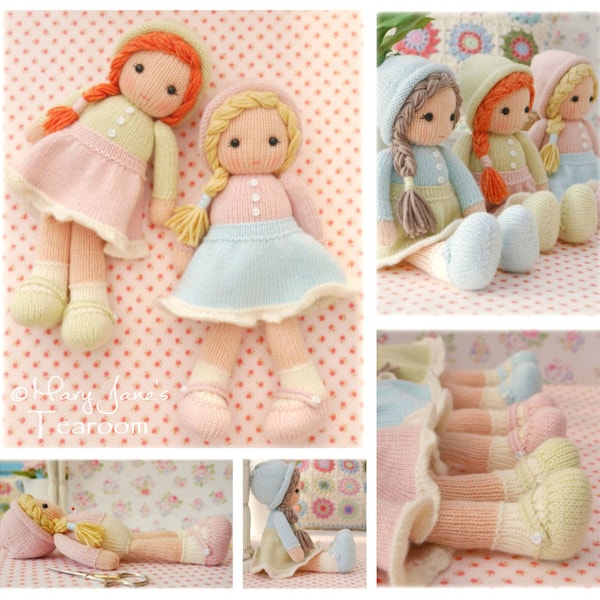 Little Yarn Dolls / Doll Knitting Pattern/ In the round/ TEAROOM Knitted Dolls/ Toy Knitting Pattern