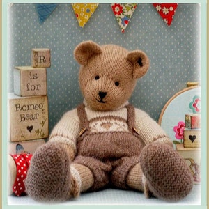 ROMEO Bear / Teddy Bear Toy Knitting Pattern/ Plus Free Handmade Shoes Knitting Pattern/ Back & Forth