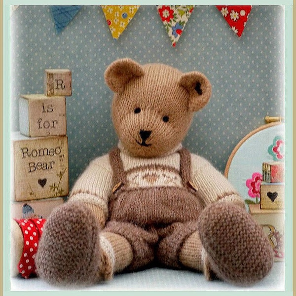 ROMEO Bear / Teddy Bear Toy Knitting Pattern/ Plus Free Handmade Shoes Knitting Pattern/ Back & Forth