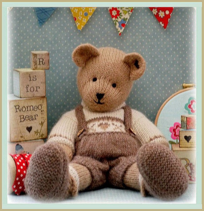 ROMEO Bear / Teddy Bear Toy Knitting Pattern/ Plus Free Handmade Shoes Knitting Pattern 