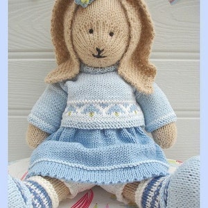 BLUEBELL Rabbit/ Toy Knitting Pattern/ Bunny Rabbit/  Plus Free &#39;Handmade Shoes&#39; Knitting Pattern/ Back & Forth