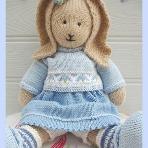 BLUEBELL Rabbit/ Toy Knitting Pattern/ Bunny Rabbit/  Plus Free 'Handmade Shoes' Knitting Pattern/ Back & Forth