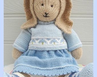 BLUEBELL Rabbit/ Toy Knitting Pattern/ Bunny Rabbit/  Plus Free 'Handmade Shoes' Knitting Pattern/ Back & Forth