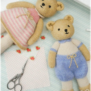 2 Teddy Bear Knitting Pattern Deal/ TEAROOM Girl and Boy Bear Toy Patterns/ 11 Bears in the round image 2