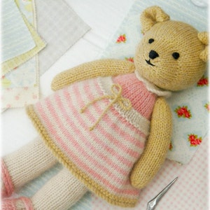 Girl Teddy Bear Knitting Pattern/ In the round/ TEAROOM Toy Knitted Teddy Bear Pattern/ 11 Bear image 4