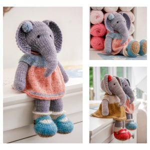 Tearoom Girl Elephant/Toy Knitting Pattern/In the round/