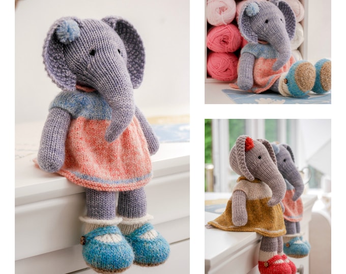 Tearoom Girl Elephant/Toy Knitting Pattern/ In the round/