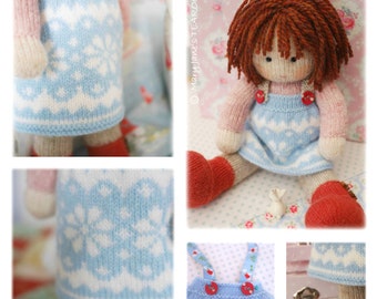 STARRY Doll Pinafore Knitting Pattern/ TEAROOM Knitted Pinafore/ Doll Clothes Toy Knitting Pattern/ in the round