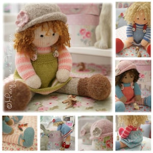 Doll Knitting Patterns Deal/ 4 TEAROOM Dolls and Hats Toy Knitting Patterns/ plus FREE 'Sewn Pinafore' Pattern/ Back & Forth image 3