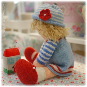 Doll Knitting Patterns Deal/ 4 TEAROOM Dolls and Hats Toy Knitting Patterns/ plus FREE 'Sewn Pinafore' Pattern/ Back & Forth image 5
