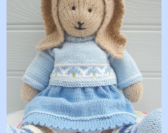 Bluebell Bunny Knitting Pattern: 15" Alpaca Rabbit Toy + Shoes (PDF Pattern)
