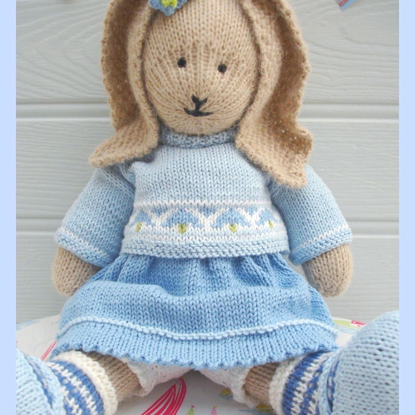 Bluebell Bunny Knitting Pattern: 15" Alpaca Rabbit Toy + Shoes (PDF Pattern)