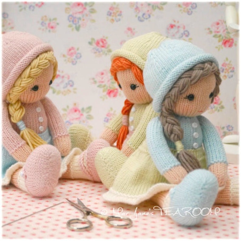 Little Yarn Dolls / Doll Knitting Pattern/ In the round/ TEAROOM Knitted Dolls/ Toy Knitting Pattern image 4