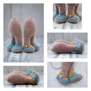 Little Bear &#39;Boots and Shoes&#39; Supplement for 20cm/8&quot; Tearoom Bears (worked &#39;back & forth&#39; and seamed) /Toy Knitting Pattern