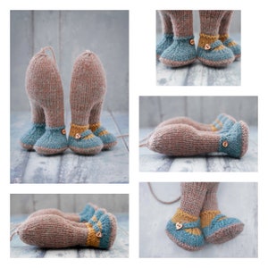 Little Bear 'Boots and Shoes' Supplement for 20cm/8" Tearoom Bears (worked 'back & forth' and seamed) /Toy Knitting Pattern