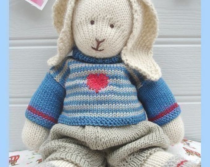 OSCAR RABBIT / Bunny Toy Knitting Pattern/ Plus Free Handmade Shoes Knitting Pattern/ Back & Forth