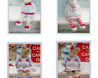 MJT Mice 2 Knitting Pattern Deal/ &#39;Tearoom Mice&#39; and &#39;Cornish Mice&#39; Toy Knitting Patterns plus Free &#39;Mimi Mouse&#39; project/ Back & Forth