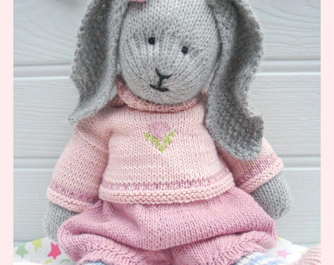 Bunny Knitting Pattern: PRIMROSE Rabbit and Handmade Shoes (PDF Patterns)