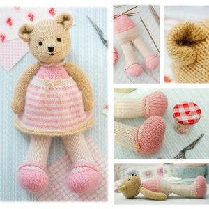 Girl Teddy Bear Knitting Pattern/ In the round/ TEAROOM Toy Knitted Teddy Bear Pattern/ 11 Bear image 2