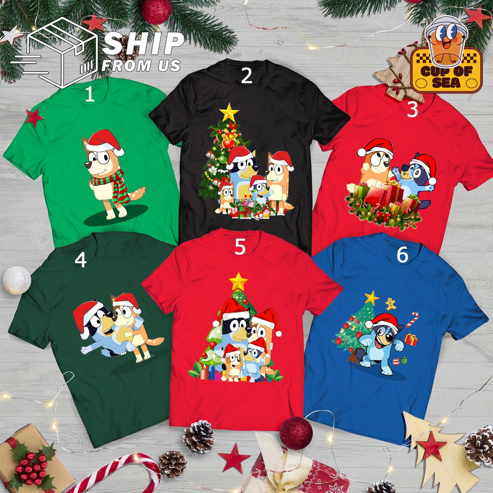 Bluey Family Shirts Bluey Matching Family Christmas Shirt Etsy