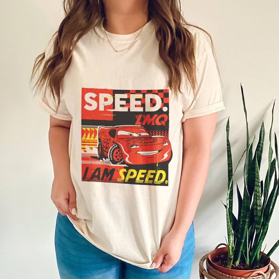 Pixar Cars Lightning Mcqueen I Am Speed Tshirt Lightning Etsy