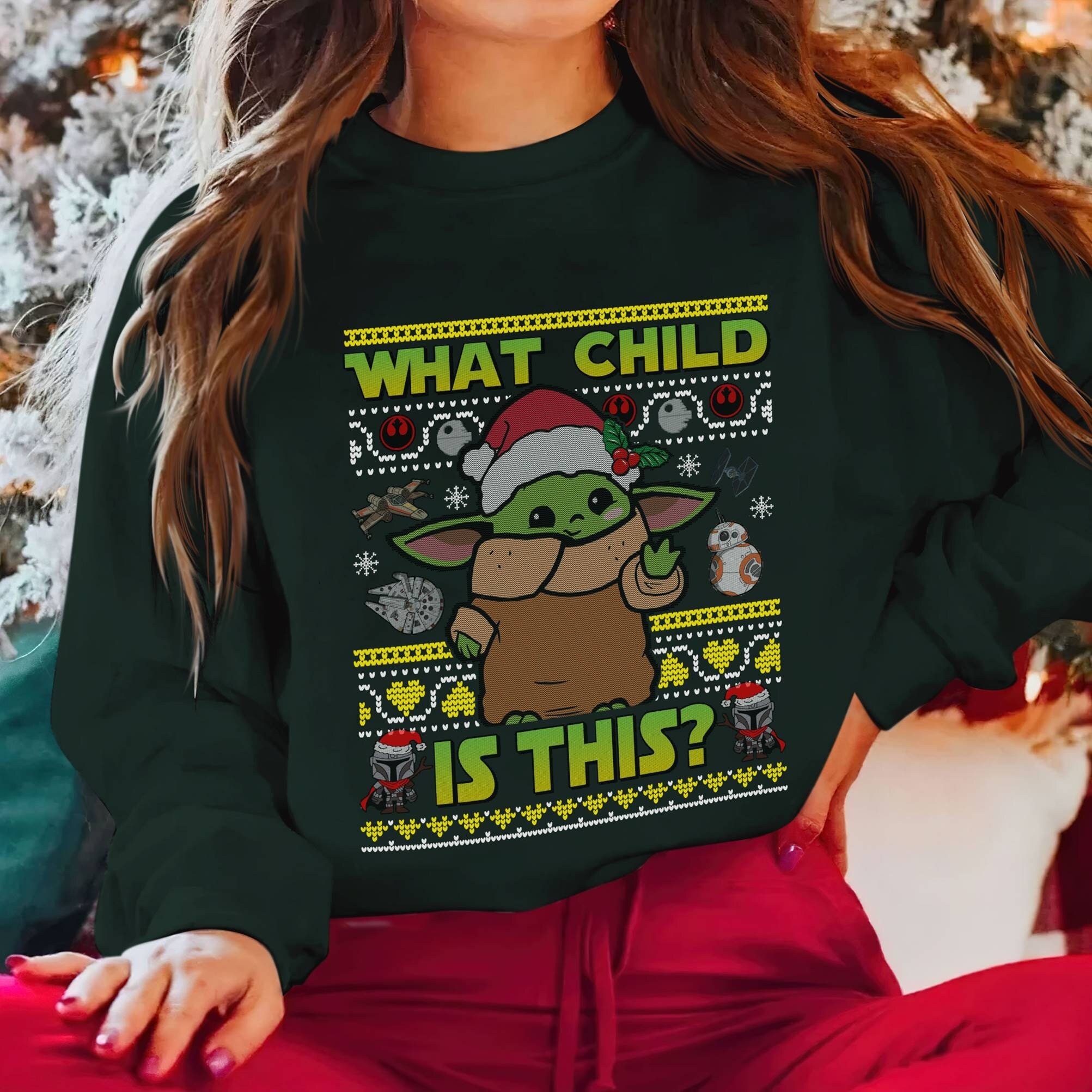 Baby Yoda Christmas Sweater Sweatshirt, What Child Is This Sweatshirt