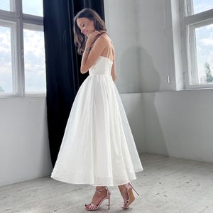 Midi wedding dress, sparkling dress, corset dress, glitter wedding dress, ankle length wedding dress