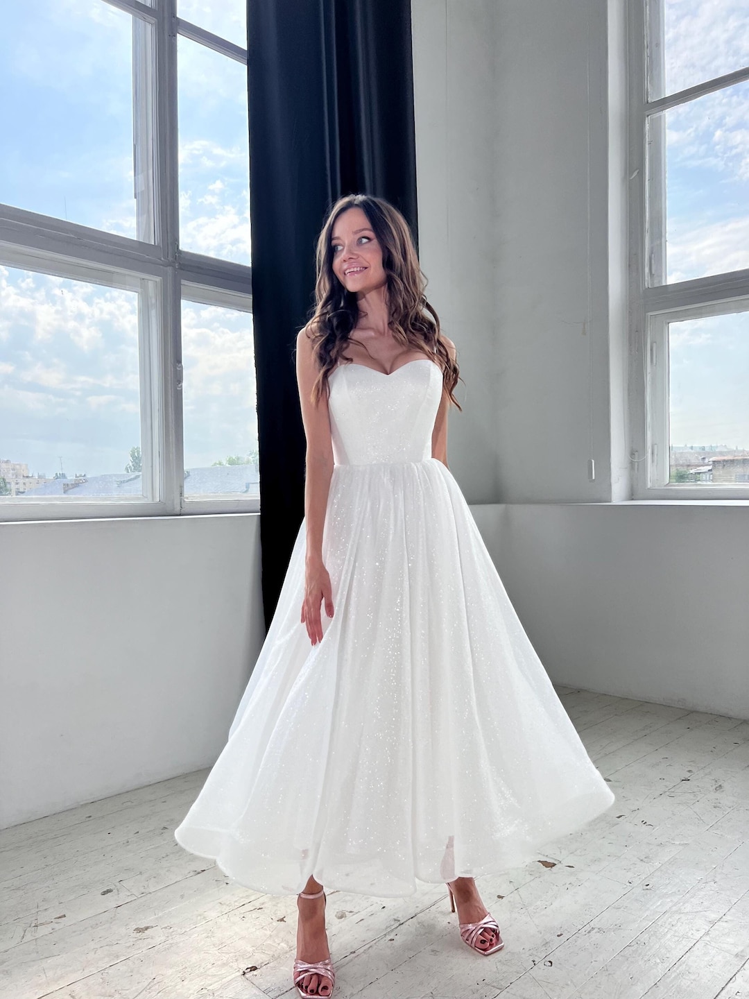 Sparkly Midi Wedding Dress: The Perfect Blend of Glamour and Elegance