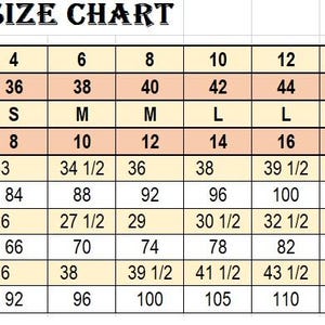 Size chart