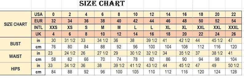 Size chart