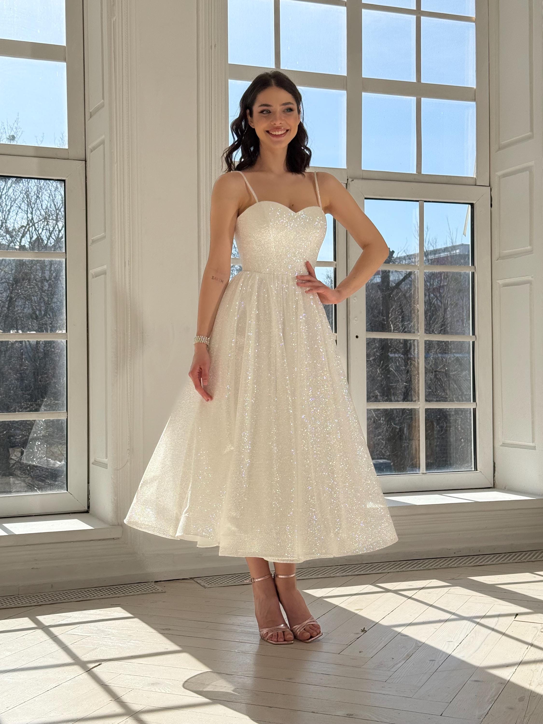 Knee Length Bridal Dress