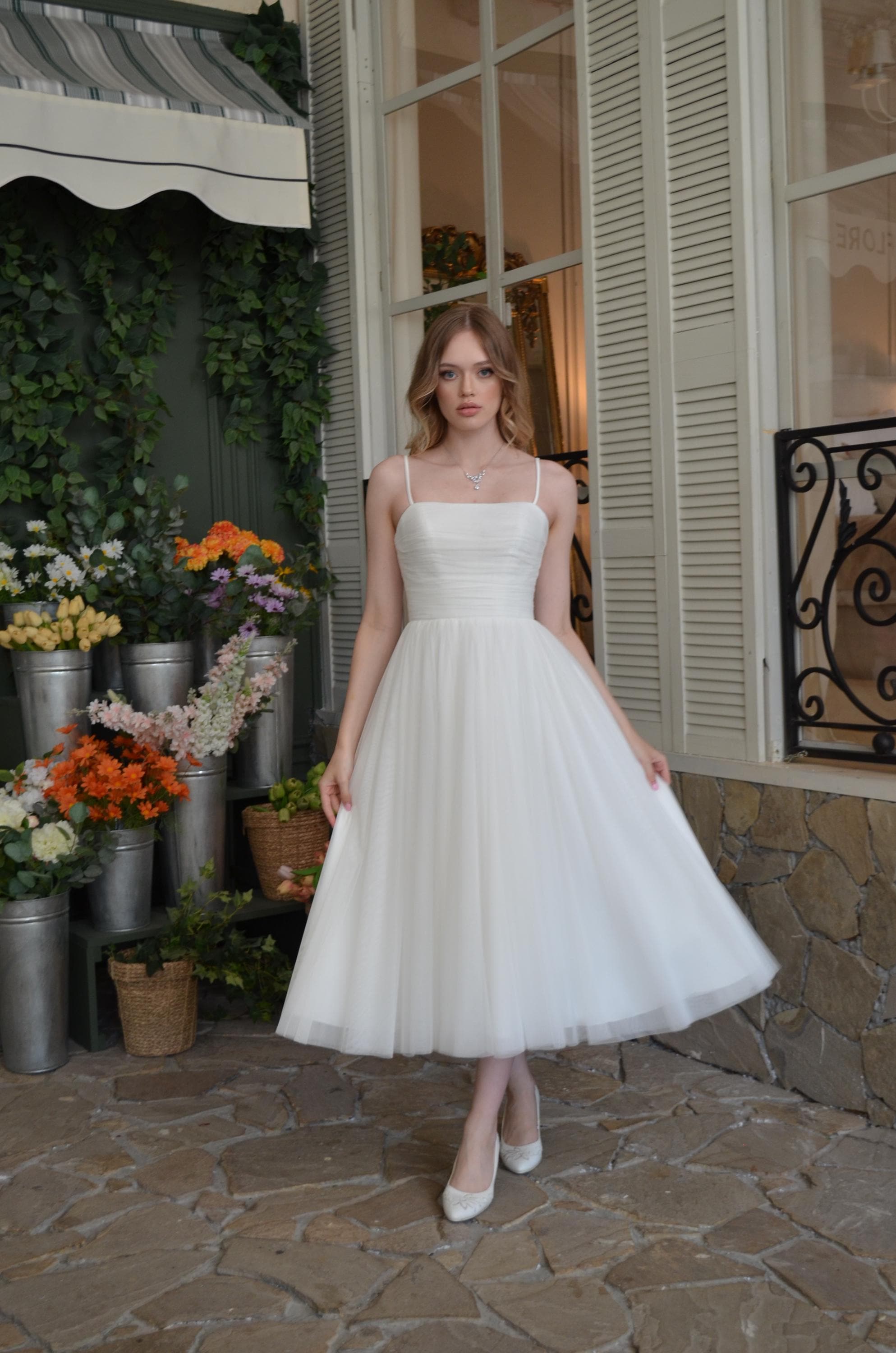 Corset White Tulle Midi Dress - Etsy