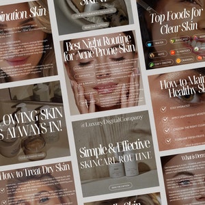 Skincare Instagram Templates | Esthetician Instagram Template | Dermatologist Templates|  Customizable Skincare Social Media Posts & Stories