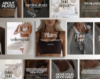 Pilates Instagram Templates | Pilates Instructors Instagram, Pilates Social Media Instagram, Posts Pilates Coach Instagram Posts | Fitness