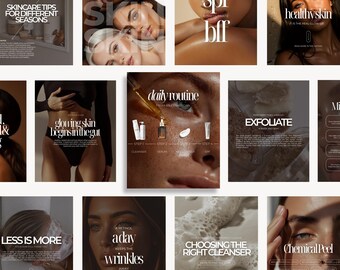 Plantillas de Instagram para el cuidado de la piel / Plantillas de Instagram para esteticistas / Plantillas para dermatólogos / Publicaciones e historias personalizables de cuidado de la piel en redes sociales