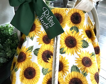 Baby Car Seat Cover - Sunflower Floral - All Cotton or Minky - Baby Girl - Shower Gift