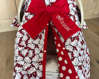 Super Cute Baby Car Seat Cover - H Kitty in Red - Baby Girl - Shower Gift